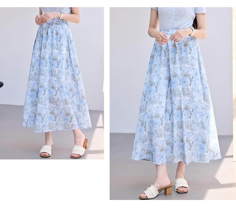 Summer Monet Water Lily Print A-line Half Skirt
