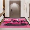 Pink Sports Car Collage Comic Print Area Rug Non‑Slip Rectangular Floor Mat Tuner Auto Enthusiast Decor for Gaming Bedroom Living Room