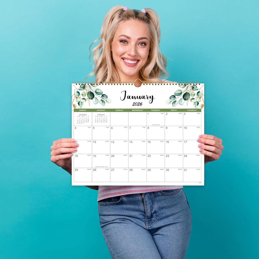 2026 Calendar - Wall Calendar 2026-2027, January 2026 - June 2027, 14.6" x 11.4", 2026 Calendar with Julian Date, Thick Paper, Twin-Wire Binding,