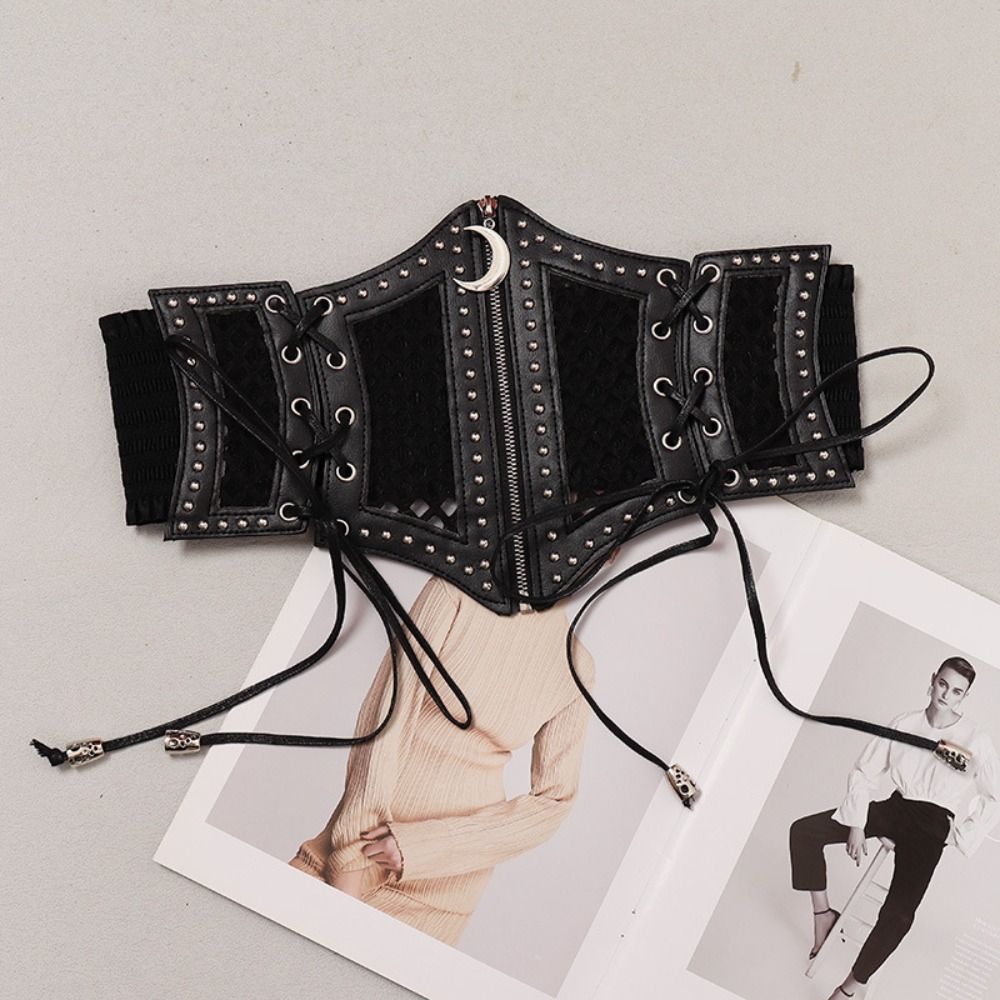 Waistband Hollow Corset Belts PU Leather Wide Waist Belt Slimming Leopard Print Cummerbunds Women