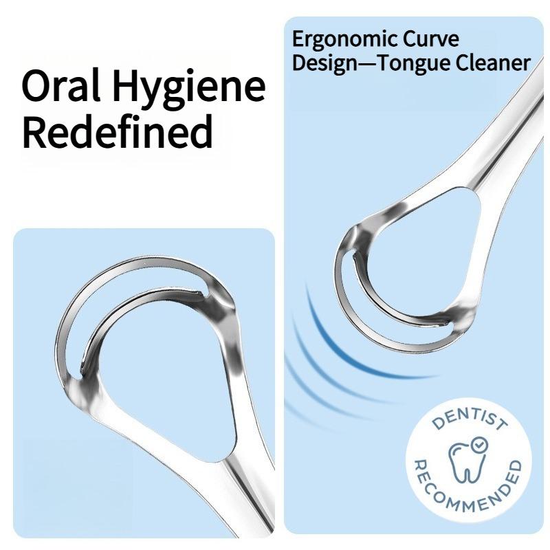 1PC double-layer surface scraper stainless steel tongue scraper efficiently removes tongue coating to improve breath and oral care.