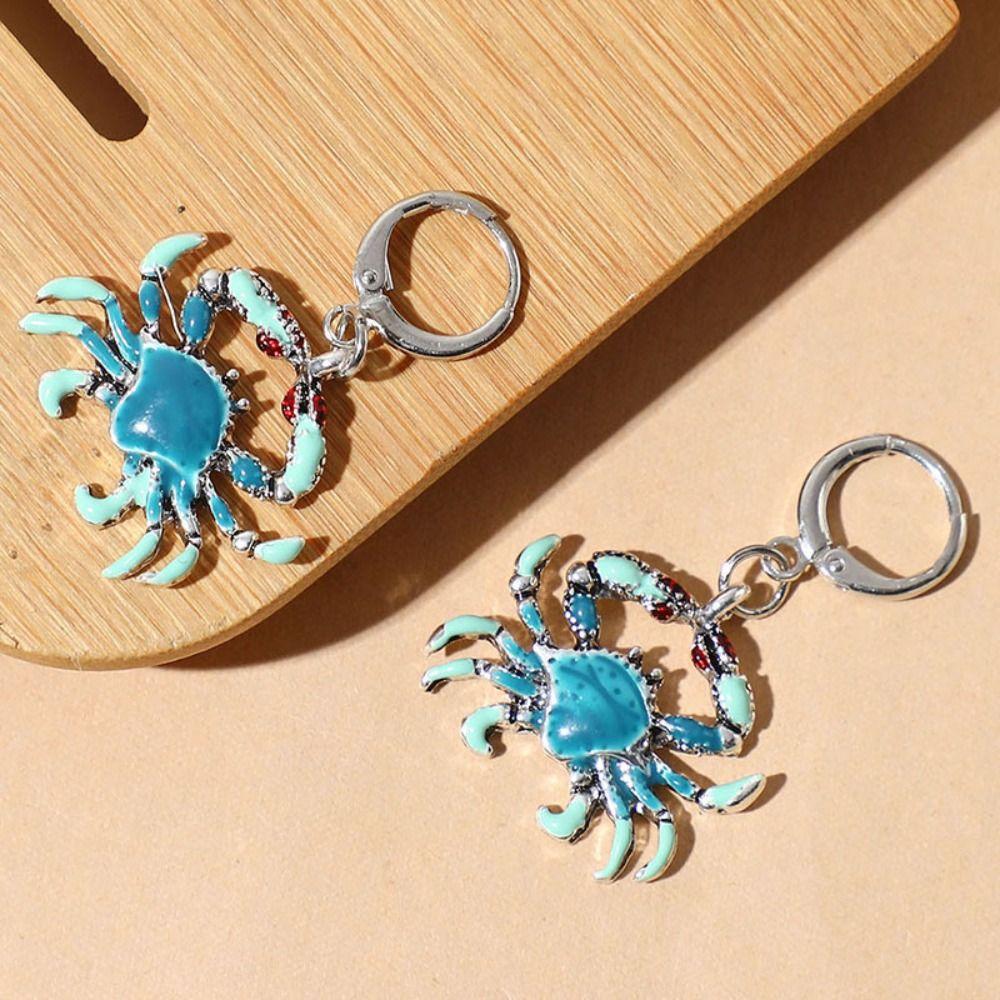 Zinc Zinc Alloy Crab Shape Drop Earrings Ethnic Style Gradient Crab Ear Buckle  Birthday Gift