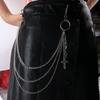 Hiphop Punk Metal Chain Belt with Silver Studs Adjustable Length Chain Belt for Fashionable Adults