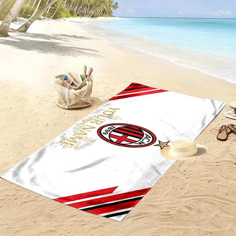 Пляжное полотенце с принтом AC Milan, Большое, Мягкое, Быстросохнущее, для Пляжа, Кемпинга, Плавания