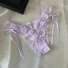 Bow Ribbon Lace Flower Transparent Briefs Mesh Female Lingerie Ruffle Floral Bowknot Panties  Girl