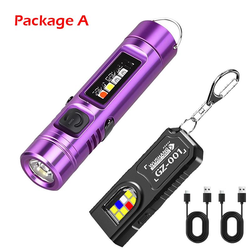 Mini LED COB Keychain Flashlight USB Rechargeable Torch with Magnetic/pen Clip 9 Lighting Modes Lamp for Outdoor Emergency Work