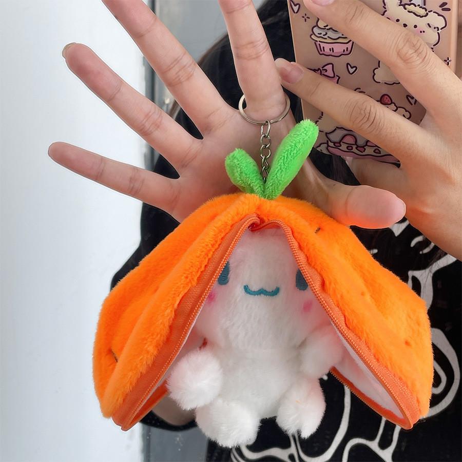 Adorable Fruity Rabbit Plush Keychain Cute Pineapple Grape Strawberry Carrot Dolls