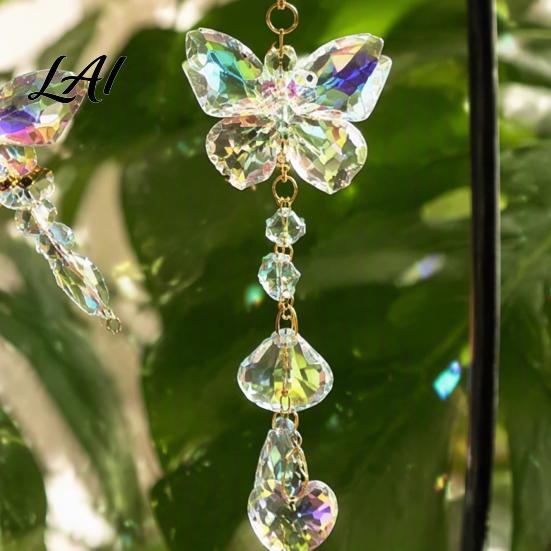 Crystal Wind Chimes for Garden Butterfly & Dragonfly Suncatcher Colorful Rainbow Maker Prism Hanging Unique Housewarming Gifts New Home Ornament,