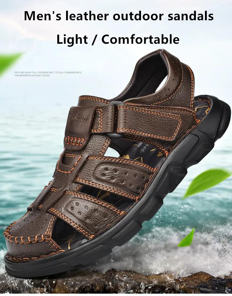 Fashion Genuine Leather Casual Shoes for Men High Quality Classic Sandals Summer Outdoor Walking Men Sneakers Breathable Sandals