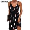 Summer Women's Scarless V-neck Print Double Shoulder Halter Skirt Female Dress