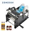 Ручная этикетировочная машина ZONESUN с ручкой, аппликатор этикеток, металлическая машина для упаковки круглых бутылок, этикетировщик бутылок ZS-50P