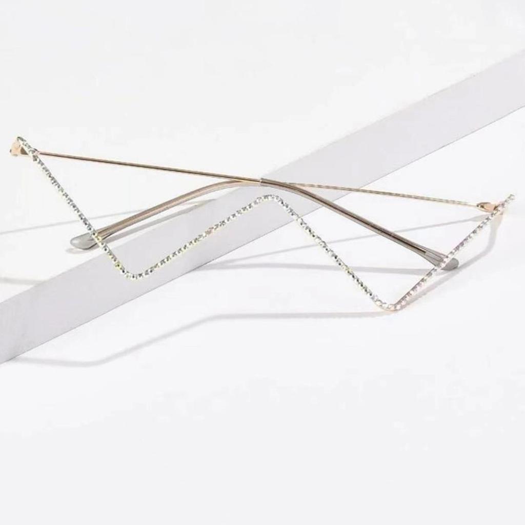 Стильные солнцезащитные очки для девочек и мальчиков, реквизит для фотосъемки в стиле хип-хоп, полуоправа без линз, стразы, очки в форме W