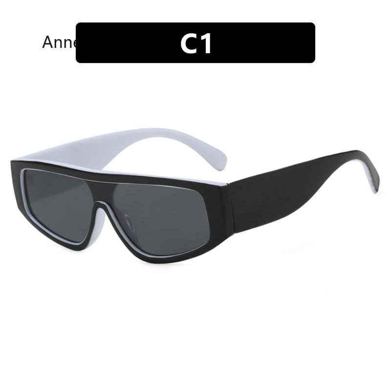 Vintage One Piece Black White Patchwork Sunglasses Women New Fashion Gradient Rectangle Sun Glasses Ladies Driving Shades