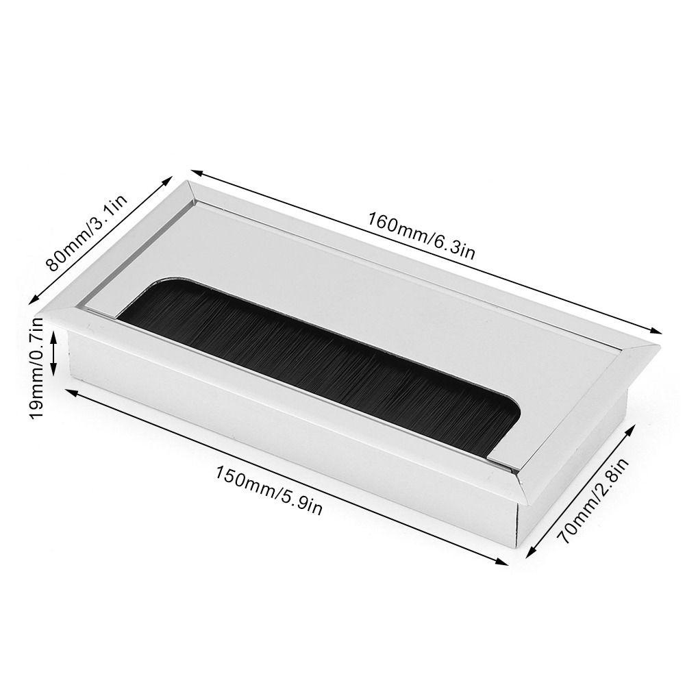 160mm x 80mm Wire Hole Cover Silver Rectangle Cable Grommet Durable Cable Grommet Home