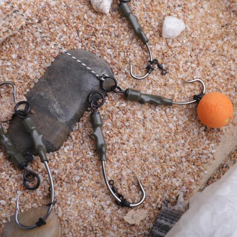 Карповая рыбалка Оснастка Ронни Крючок с широким поддевом с поводком и противозакручивающимся рукавом Плетеная леска Карповая оснастка Крючок с широким поддевом