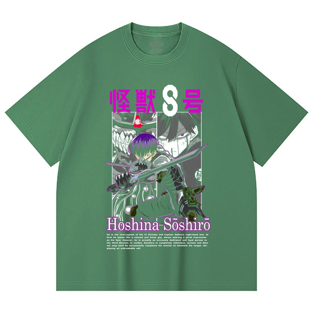 230 г/м² 100% хлопок Kaiju No 8 V11 Soshiro Принт Унисекс Тяжелая хлопковая футболка