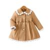 Детская одежда Новая осенне-зимняя куртка для девочек с кружевом и бантом на одной пуговице