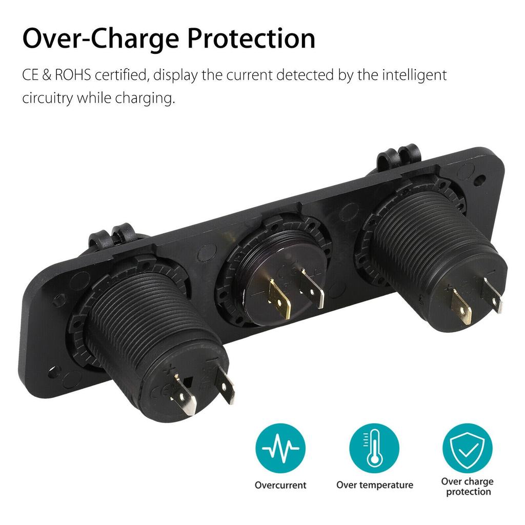 3 In 1 Panel 12V 3.1A Dual USB Car Charger Socket Power Outlet LED Voltmeter Power Socket Adapter for Truck Boat RV