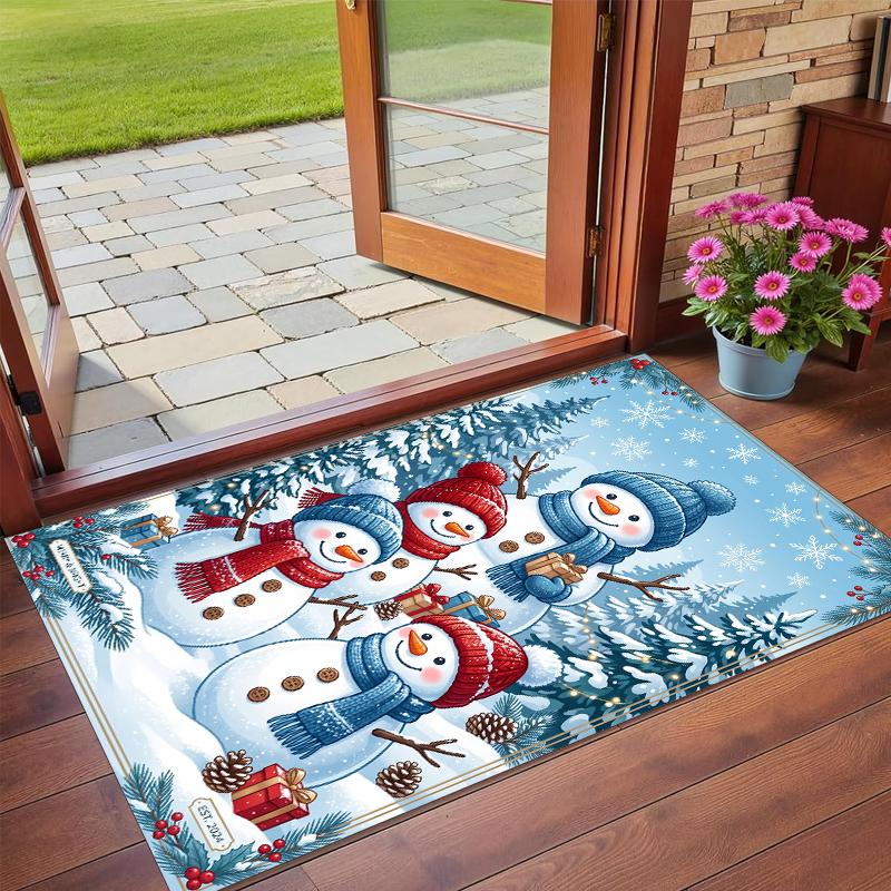 Christmas Printed Square Area Rug Soft Non Slip Floor Carpet For Bedroom Holiday Gift