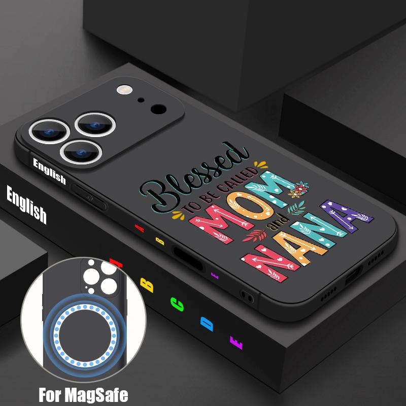 Магнитный Чехол Для Magsafe Для iPhone 17 Pro Max Цветной Принт с Буквами Мягкий Силиконовый Задний Чехол Для Телефона Для iPhone 16 15 14 13 Pro Max 16e 17e