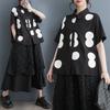 2025 Plus Size New Summer Blouse Short Sleeve Polka Dot Printing Vintage Casual Women Loose Tops Shirts