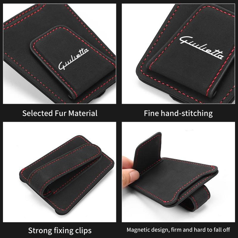 For Alfa Romeo Suede Car Sun Visor Sunglasses Glasses Storage Clip Eyeglasses Holder Giulietta GT 159 147 156 Mito Brera Giulia jhb633