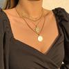 Vintage Coin Pendant Necklaces for Women Fashion Figure Long Choker Necklace Statement Jewelry Gift
