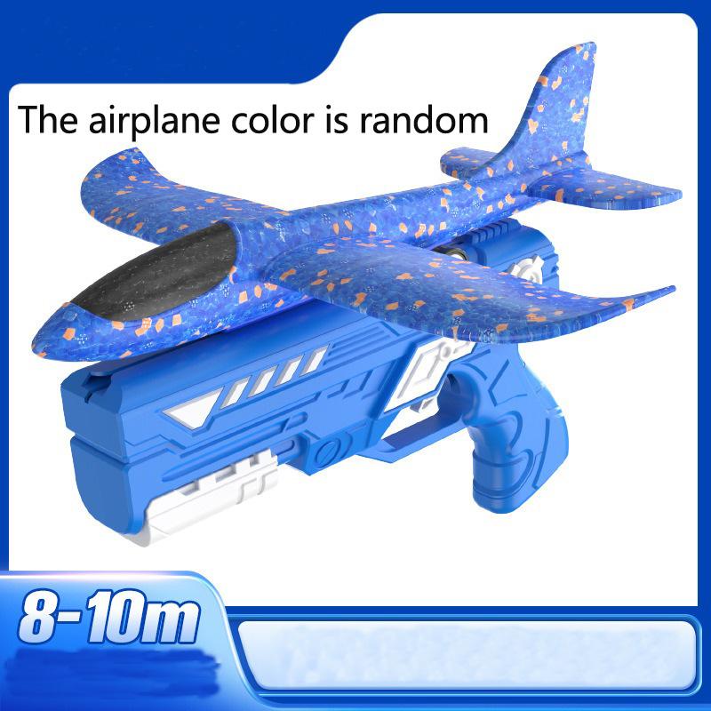 Children'S Outdoor Three In One Foam Soft Elastic Toy Gun, Hand Thrown Ejection Aircraft Suit, Foam Aircraft Color Random