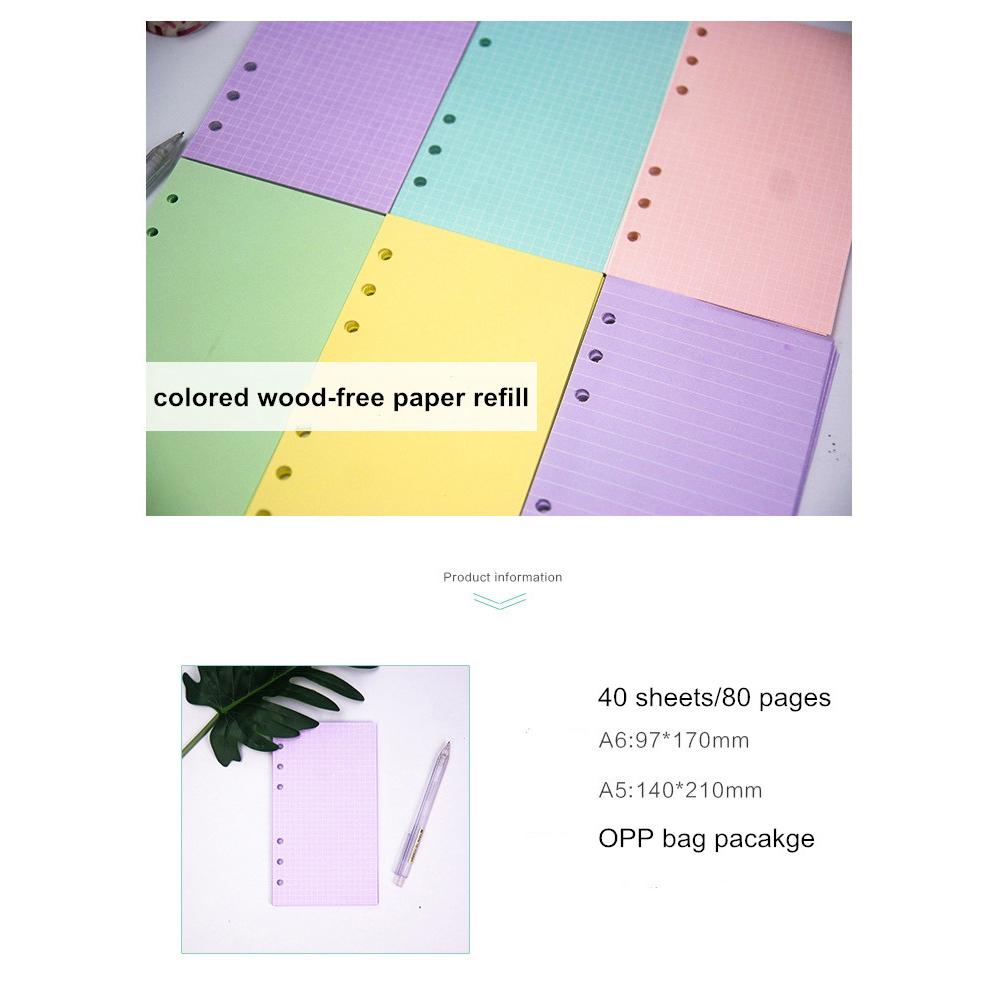 Planner A5 A6 40 Sheets Notebook Paper Loose Leaf Paper Refill Binder Inside Page Paper Refill