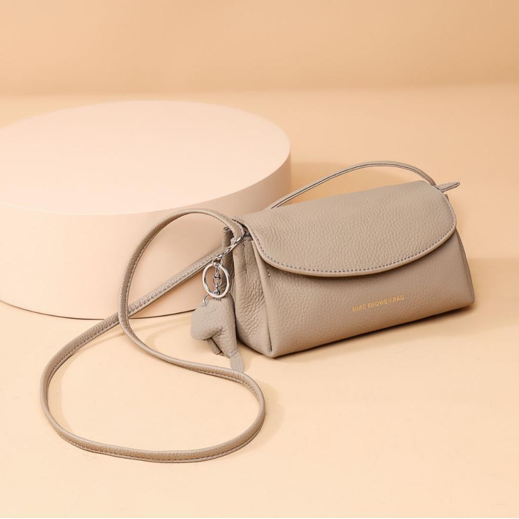 Genuine Leather Women'S Bags Are Simple And Fashionable, Lychee Pattern Single Shoulder Messenger Bag, First Layer Cowhide Small Square Bag Tide