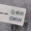 Pure Hand-made Phototherapy Nail Art Summer Ice Blue Wearable Nail Finished Product Reused Nail Art Patch To Show Whiteness