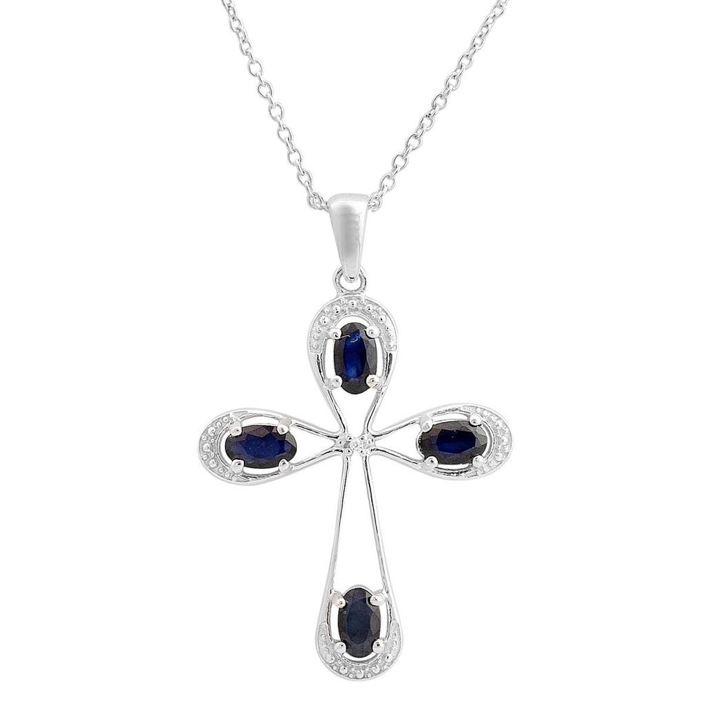 Серебряное колье с натуральным сапфиром 1.152ct, вес изделия 3,88 гр (2167631)