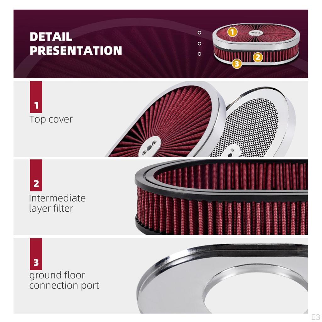 Овальный очиститель воздуха, легко чистится, автомобильные аксессуары для улучшения способности к ускорению, черный