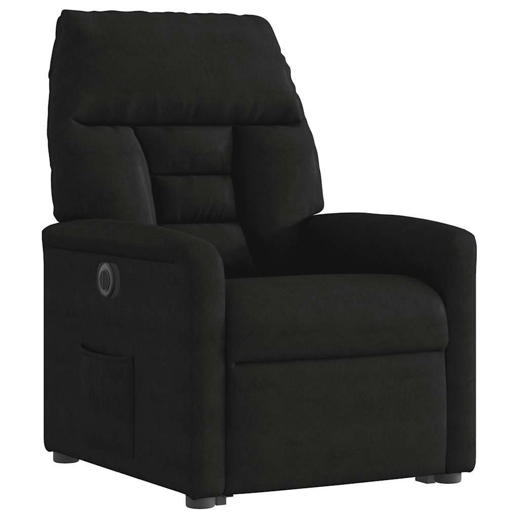 Electric Recliner Chair with Lift Assist Black Microfiber Fabric