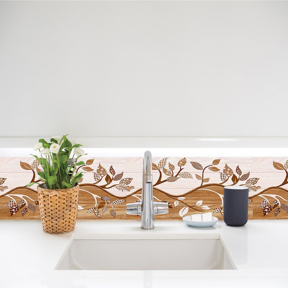 10pcs/set Branch Pattern Tiles Sticker Washbasin Bathroom Glass Waistline Glossy Surface Waterproof Peel & Stick Art Wallpaper