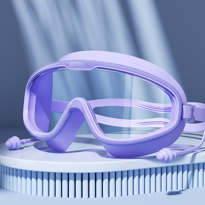Очки для плавания с большой оправой HD-линзой и противотуманными водонепроницаемыми очками для плавания для взрослых, душа, бассейна, для мужчин и женщин