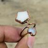 Mother Of Pearl Ring Rainbow Moonstone Ring Electroformed Copper Adjustable Rings Gemstone Electroformed Jewelry Handmade Ring Gifts For Her