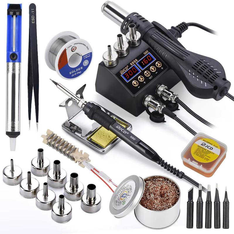 JCD 8586D Soldering Station 2 IN 1 Hot Air Gun Electric Soldering Iron LCD Dual Digital Display 750W SMD Welding Rework Station
