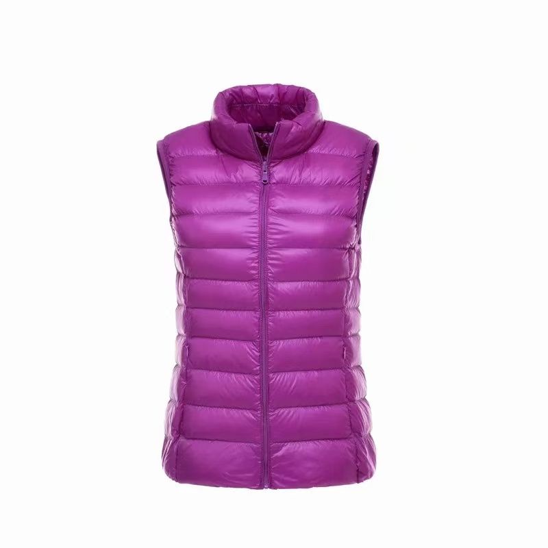 Легкий однотонный женский пуховый жилет, короткий жилет, жилет с воротником-стойкой, легкие пальто на 90% из белого утиного пуха, куртка