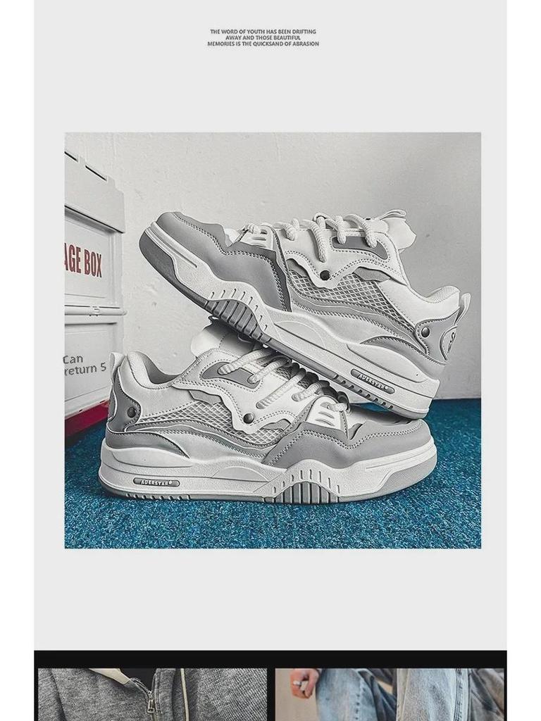 Мужские кроссовки в стиле ретро, увеличивающие рост, с нескользящей подошвой — весна и осень 2025 г., гонконгский стиль