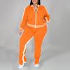 2 Pcs/Set Women Jogging Suit Plus Size Zip-up Long Sleeve Sweatsuit with Trousers Loose Fit Tracksuit Sports Outfit for Joggers