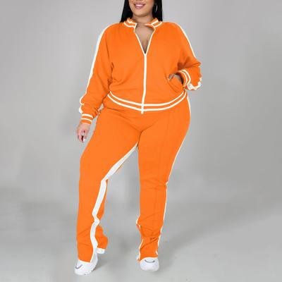 2 шт./комплект женский спортивный костюм плюс размер застежка-молния длинный рукав спортивный костюм с брюками свободный крой спортивный костюм спортивный наряд для бегунов