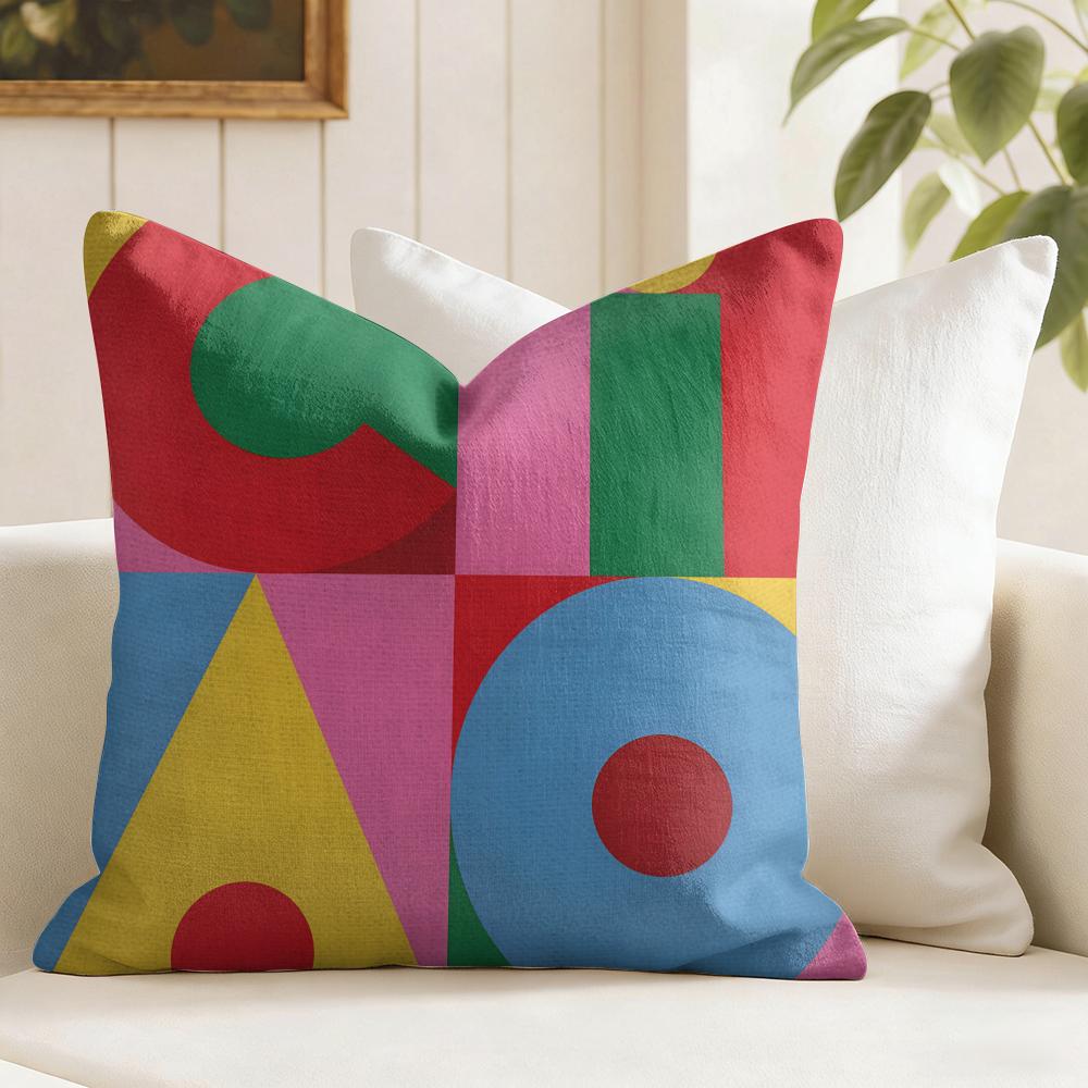 Geometric Patterns Cushion Cover Summer Linen Pillow Case Organic Fabric Cushion Cover DoubleSided Print Sofa Home Decor