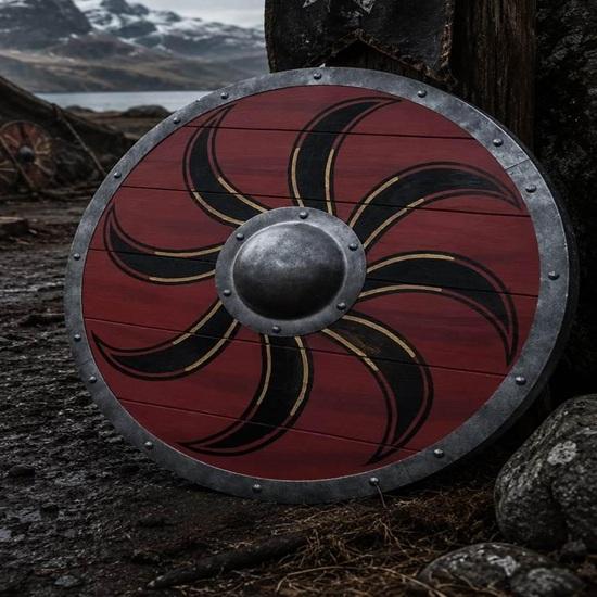 Ручная работа Viking Круглый щит Красный Деревянный Щит Воина Декор для реконструкции