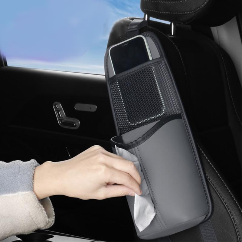 Практичная боковая сумка-органайзер для сиденья автомобиля с сетчатыми карманами и множеством вариантов хранения. Подходит для ежедневного использования в автомобилях.
