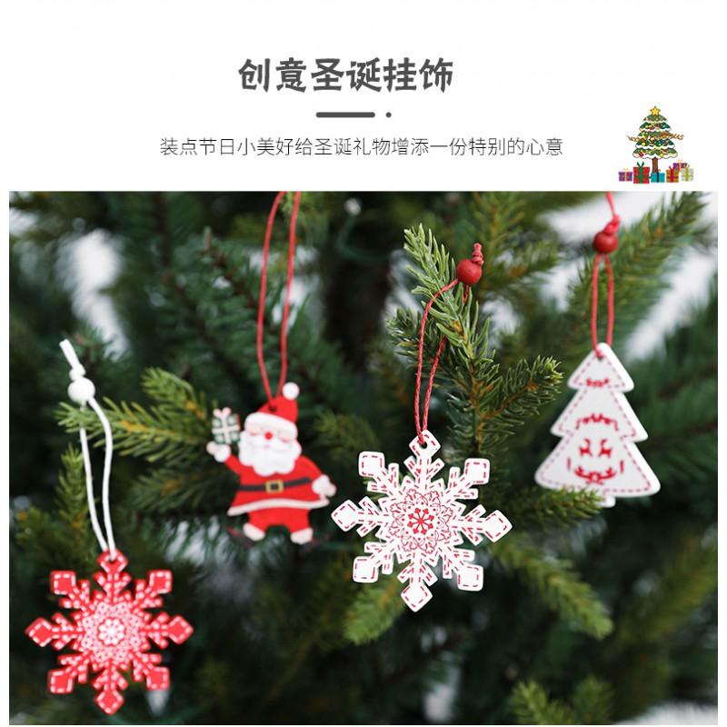 Wooden Christmas Tree Ornaments Nordic Style Snowflake Reindeer Star Hanging Decor Window Display