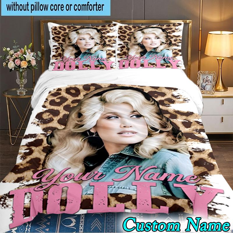 Custom Name 3PCS Dolly Memorial Tribute Bedding Set,Including Duvet Cover And 2pcs Pillowcases Perfect for Bedroom,Dormitory,Fan Christmas gift