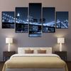 Landscape Pictures Wall Art Canvas 5 Panels City Night Scene Posters Modern Home Decorative Framed, Bedroom Decoration Paintings