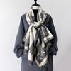 Autumn/Winter Double-Sided Imitation Cashmere Scarf with Cat Silhouette and Starry Sky Design