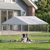 Outdoor Dog Enclosure Made Of Galvanized Steel With PE Roof UV Resistant Waterproof Silver
